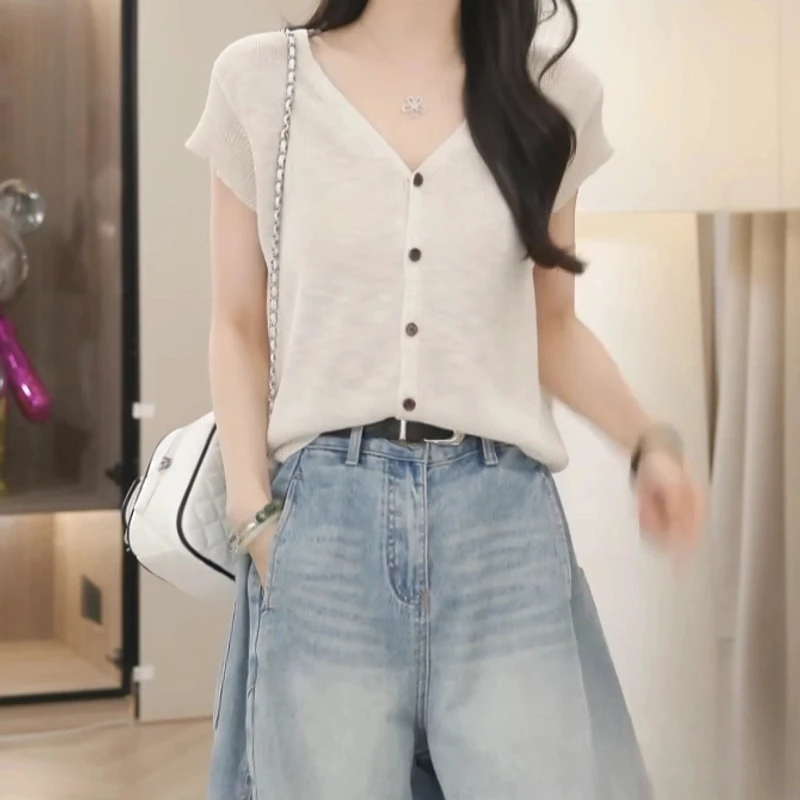 【情书寄予】2025夏季新款时尚气质休闲针织上衣C5271