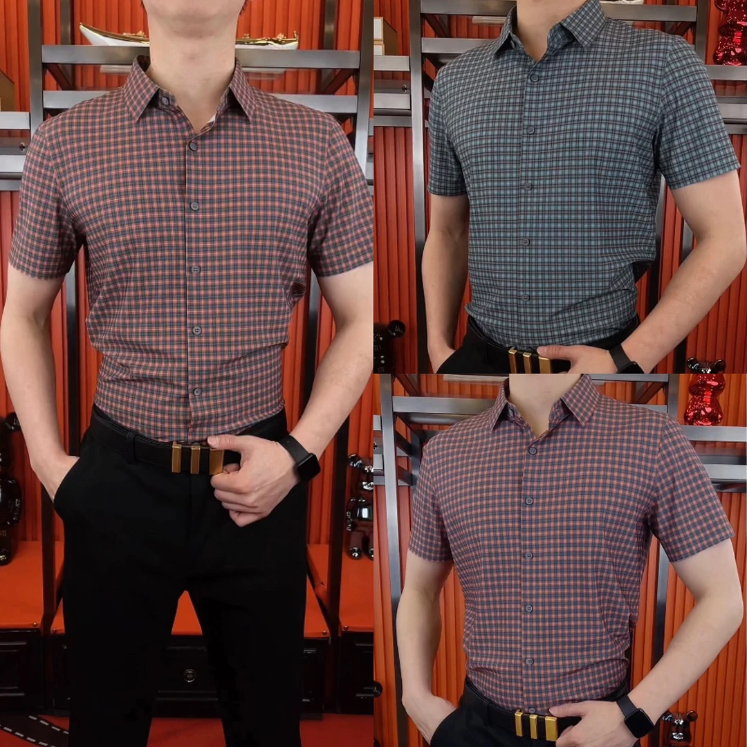 2550发夏季新款不出褶皱免熨烫短袖衬衫