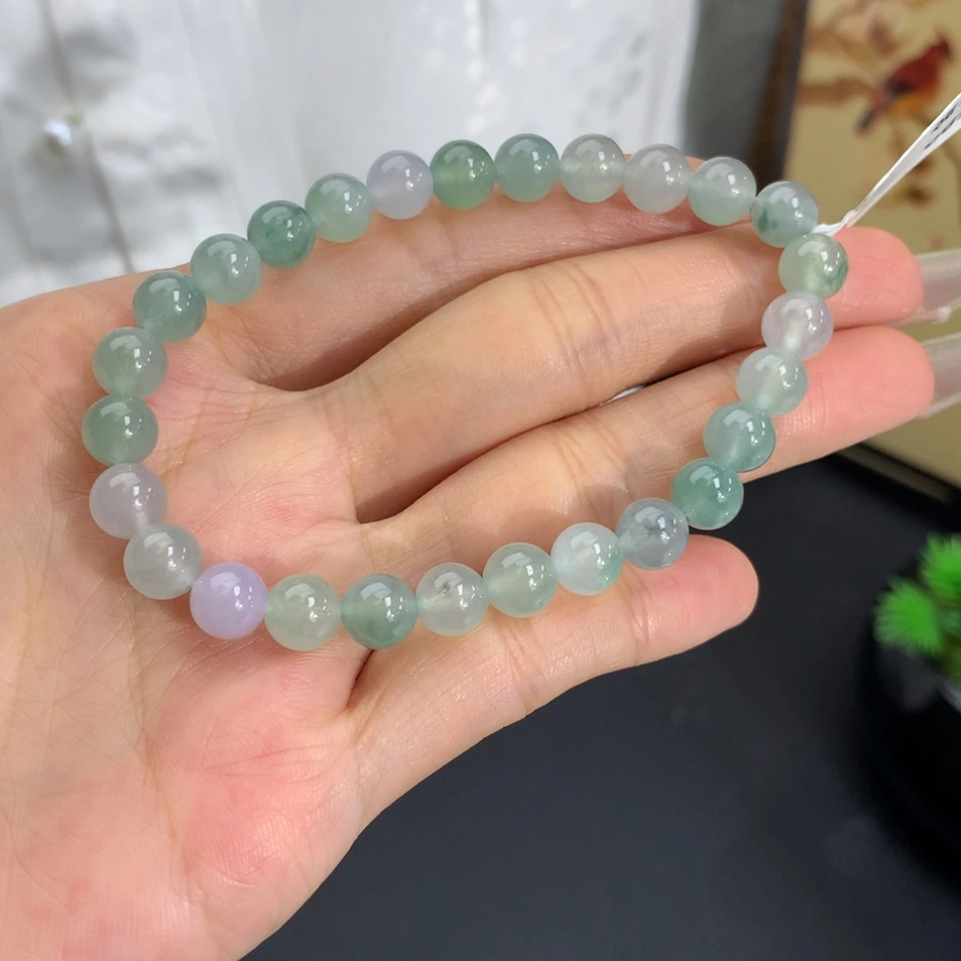 未镶嵌手链翡翠卡6.8冰胶马卡龙手串