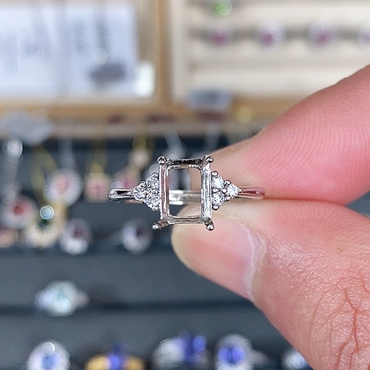 海蓝宝石戒圈银S925镶嵌