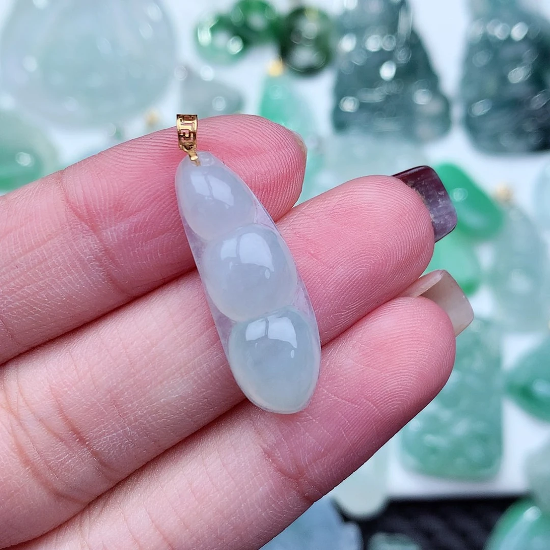 翡翠吊坠(不含链)18K金镶嵌