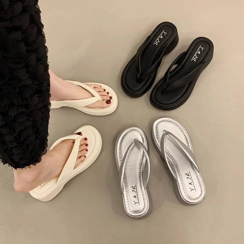 【万象撤柜】爆款厚底人字拖女夏2025新款外穿防滑休闲夹脚增高凉拖