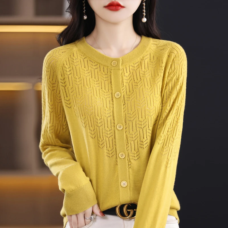 精纺羊毛开春秋衫气质长袖针织A276