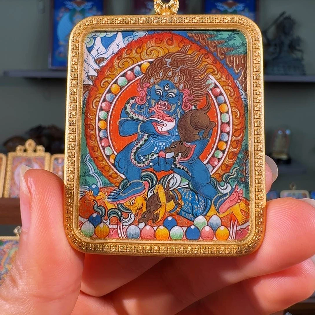 吊坠唐卡纯手绘黑财神