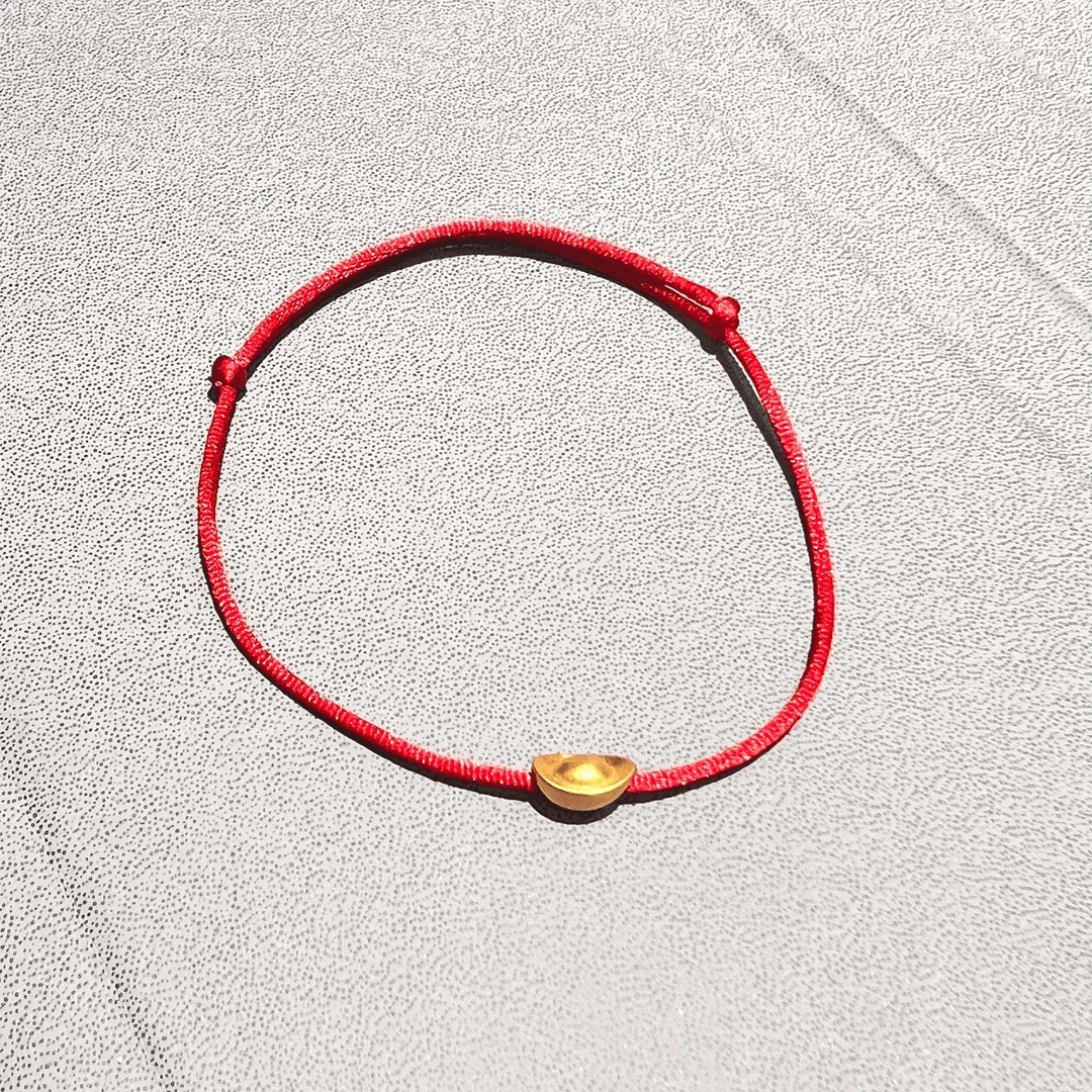 【至诚珠宝】足金999元宝通孔过基地质检带证书（编红绳）