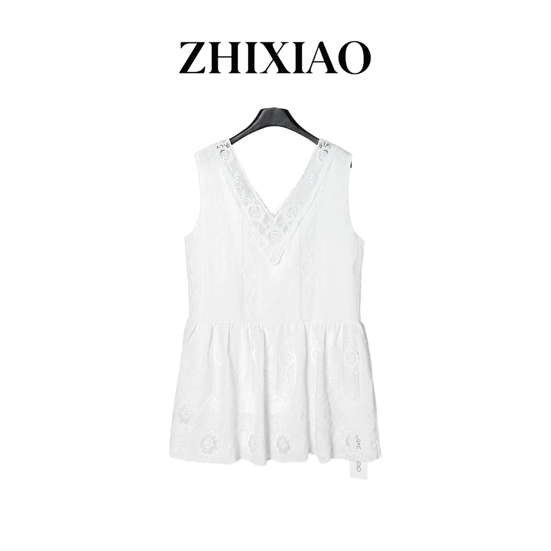 【ZHIXIAO】夏季新款：蕾丝拼接连衣裙6215