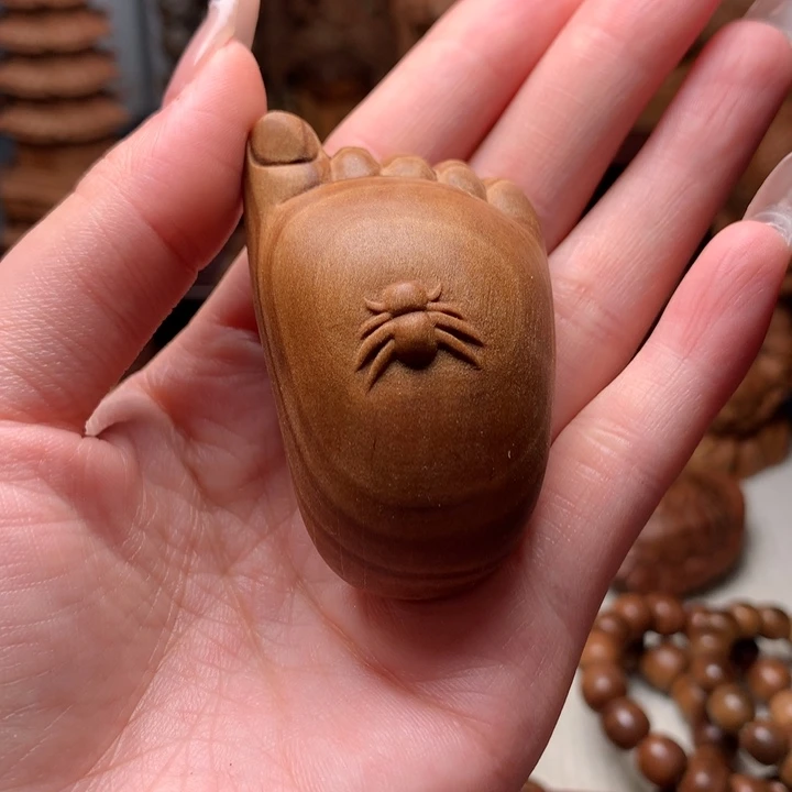 檀香木把件老山檀香知足常乐微瑕