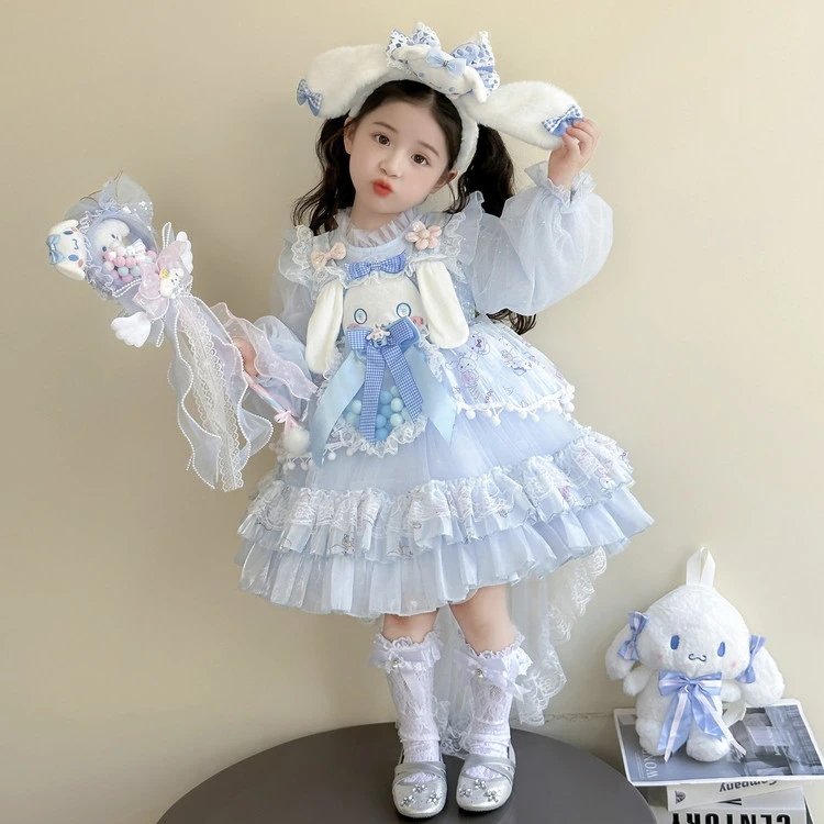 女童玉桂狗洛丽塔公主裙新款儿童洋气生日礼服裙卡通蛋糕裙连衣裙