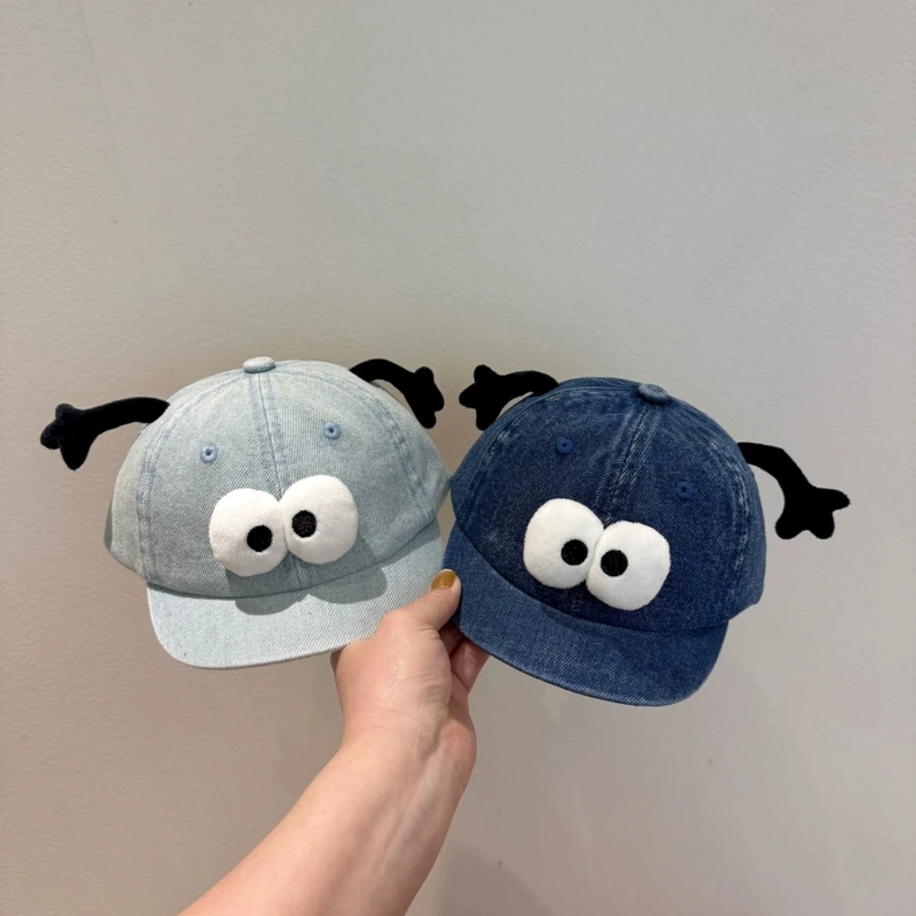 宝宝鸭舌帽春夏天可爱短檐水洗牛仔防晒帽男女童超萌百搭棒球帽子