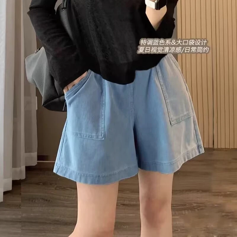 孕妇牛仔短裤夏季外穿2025新款宽松薄款五分阔腿托腹裤子孕妇夏装