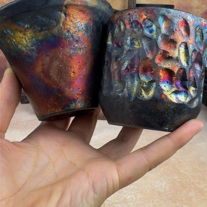 荥经黑砂炸福利窑彩直筒盖碗9