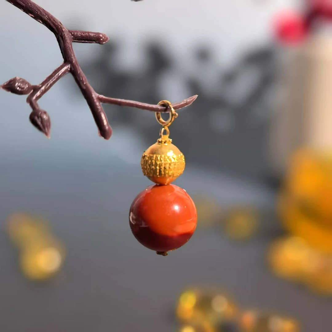[琪钰]晓恬 18K金光葫芦南红吊坠-L250218001