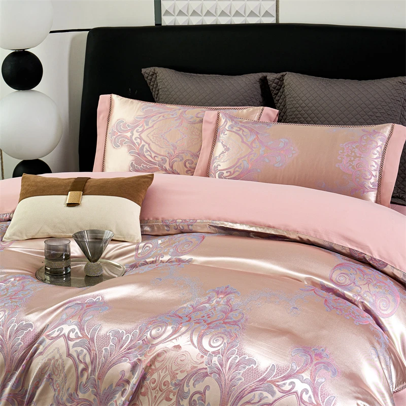 【爆款】轻奢重磅高精密四件套四季款-千禧情缘-粉