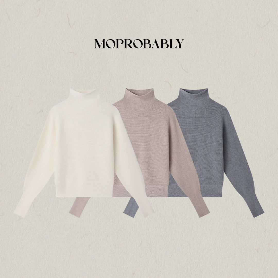 Moprobably李予诺「袖秀」慵懒风软糯堆堆领轻奢针织衫L5476171