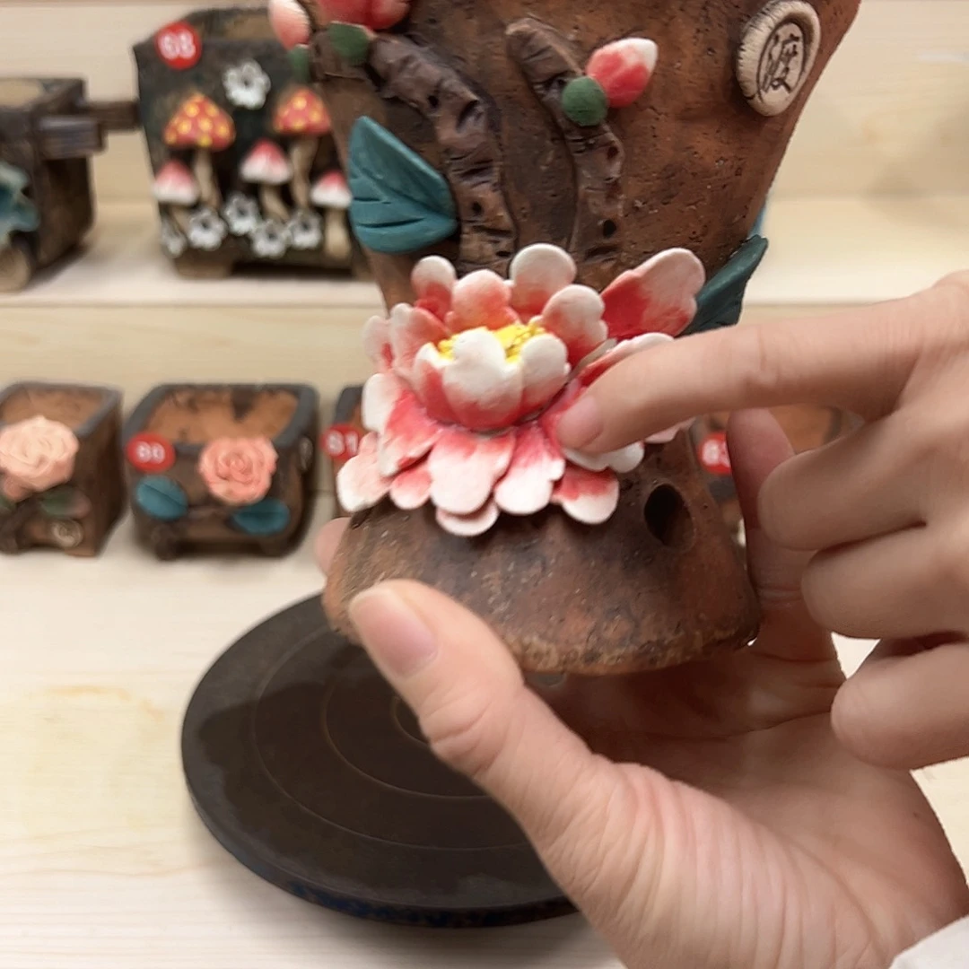 紫砂花盆88微瑕号内囗 9.5外高13