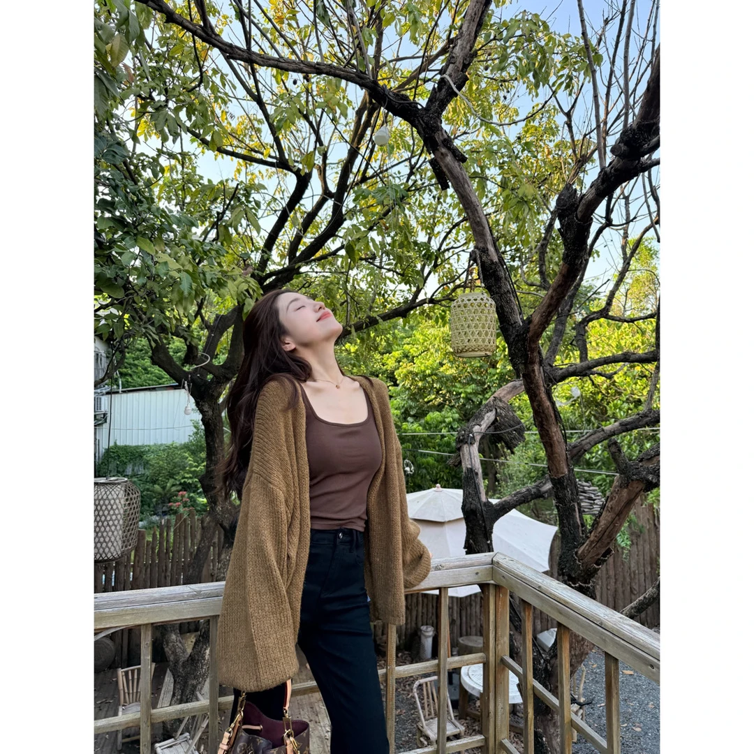 大丫 【慵懒惬意】 百搭松弛感宽松慵懒风针织羊毛外套