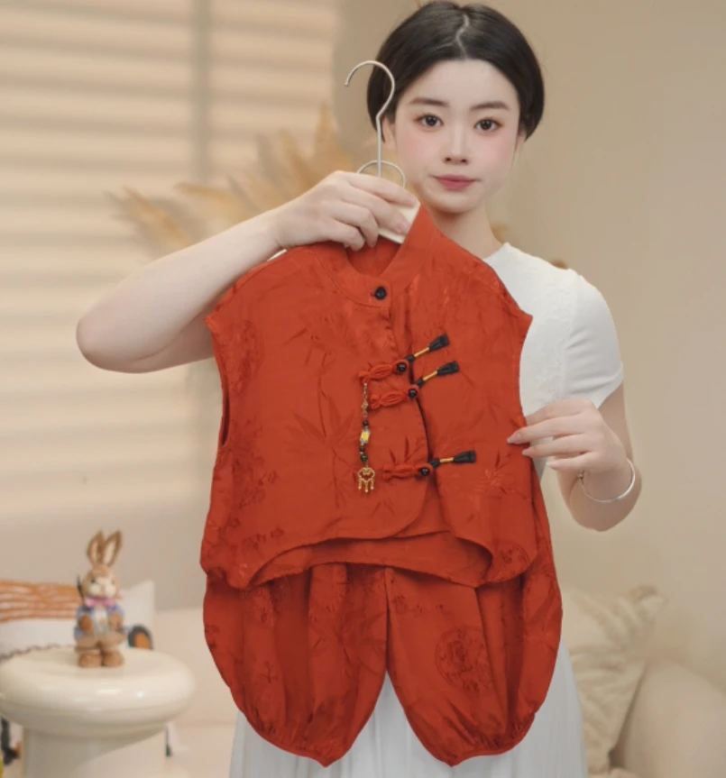 现货夏季2025儿童新款潮流新中式古风汉服薄款套装59131