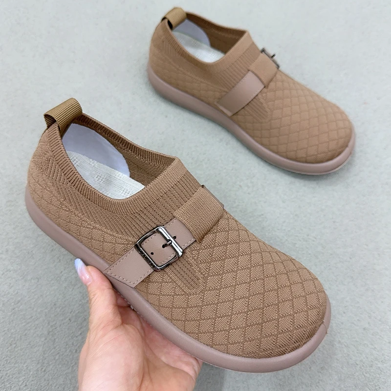 勃肯鞋女2025新款飞织透气老北京布鞋软底防滑闰月鞋中老年妈妈鞋