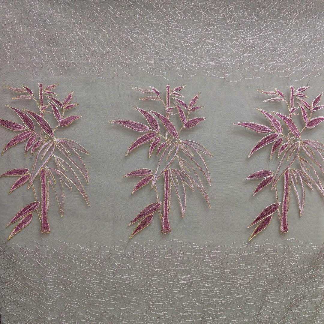 00348 家装换新成品窗帘窗纱挂钩款鸟巢刺绣宽7米高2.7米免费对开