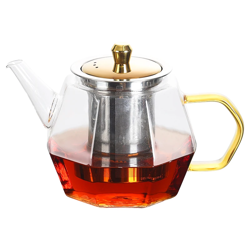 家用耐热玻璃茶壶新款透明玻璃泡茶壶加厚高颜值玻璃花茶壶带滤网