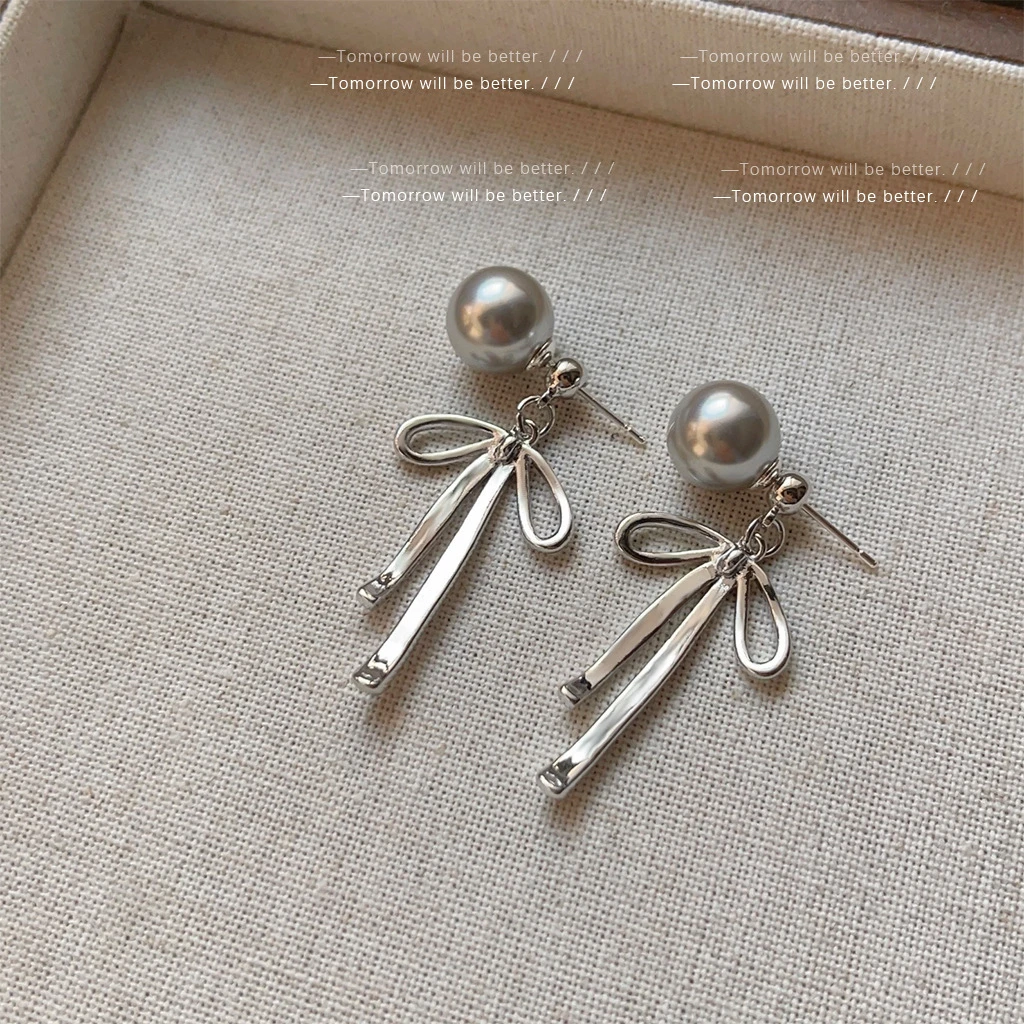 铜合金仿珍珠吊坠 一款两戴清冷感耳环女时尚小众
