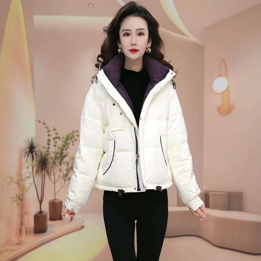 【羽绒服】新款气质时尚显瘦设计感百搭连帽加厚白鸭绒保暖羽绒服