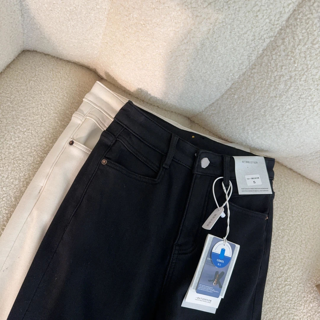 喜樂2024烟管牛仔裤加密奥粒绒冬季新款时尚百搭保暖休闲女士加厚