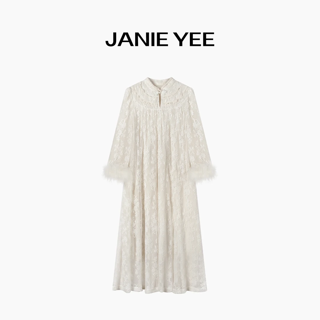 Janie Yee"人如玉" 国风新中式蕾丝显瘦气质连衣裙女 23A0722