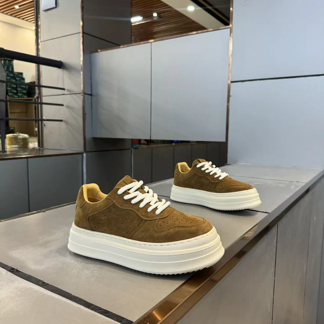 鞋子潮流车缝线时尚松糕鞋休闲板鞋系带秋季运动透气圆头厚底