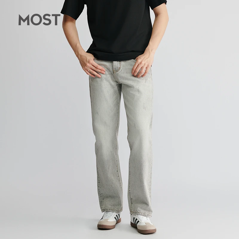 MOST/姆氏德浅灰复古牛仔裤男款夏季直筒裤百搭休闲长裤C52262089