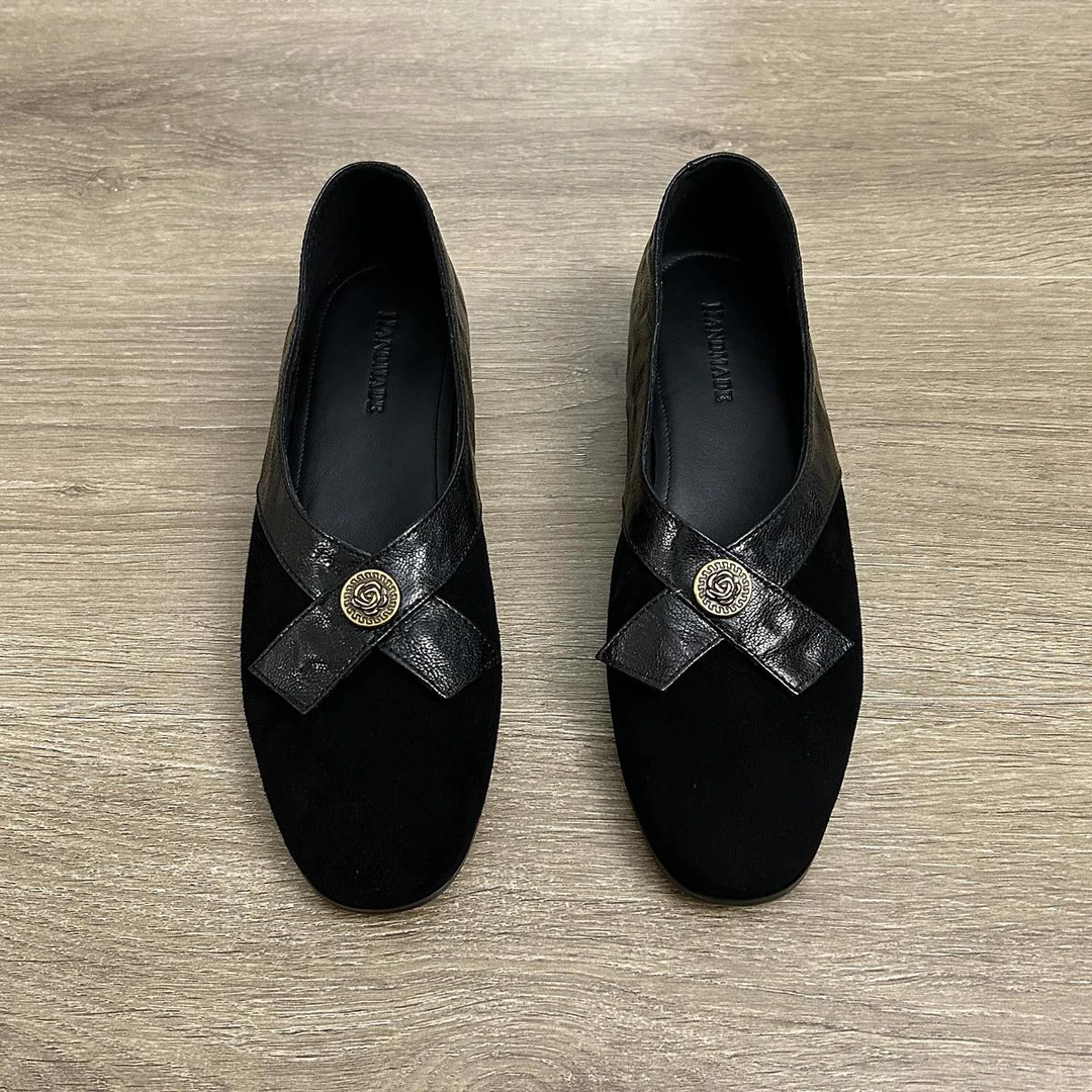 TCZE韩版复古蝴蝶结浅口单鞋女鞋百搭尖头粗跟中跟玛丽珍鞋