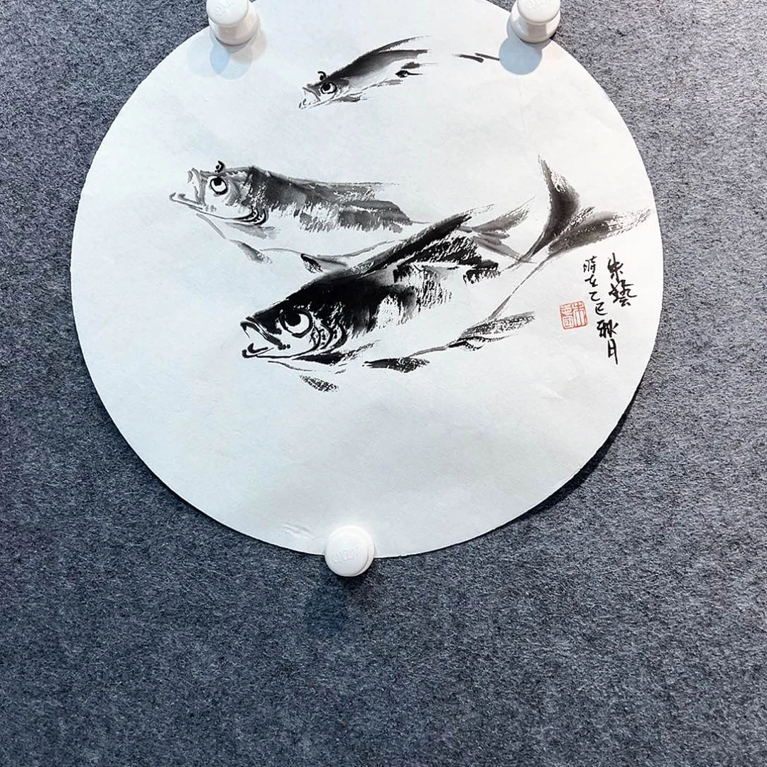国画知鱼之乐纯手绘