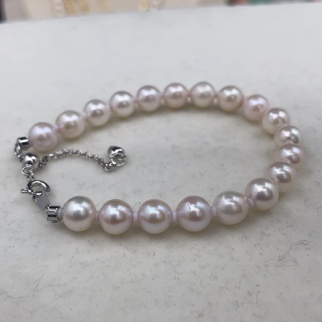 手绳银S925镶嵌海水珍珠