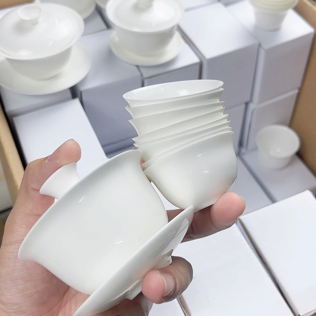 【闪购商品】90+8玉兰骨瓷盖碗超薄胎套装