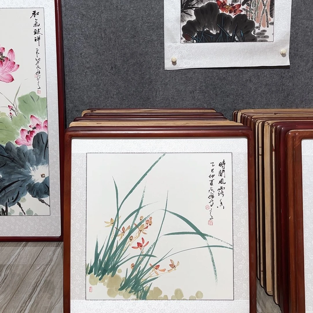 国画书画作品带框63×63