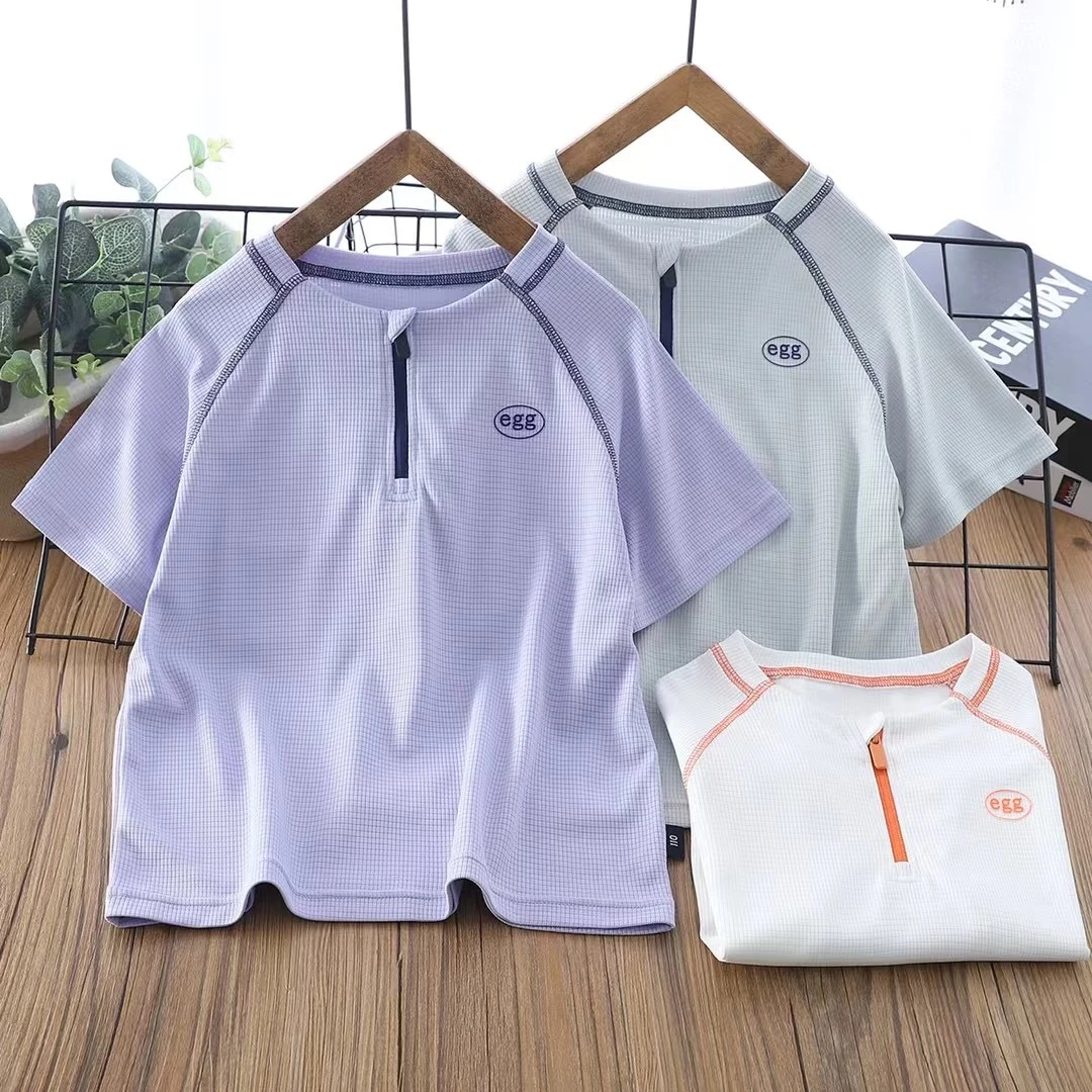 2025年新款儿童半拉链无骨T恤2001