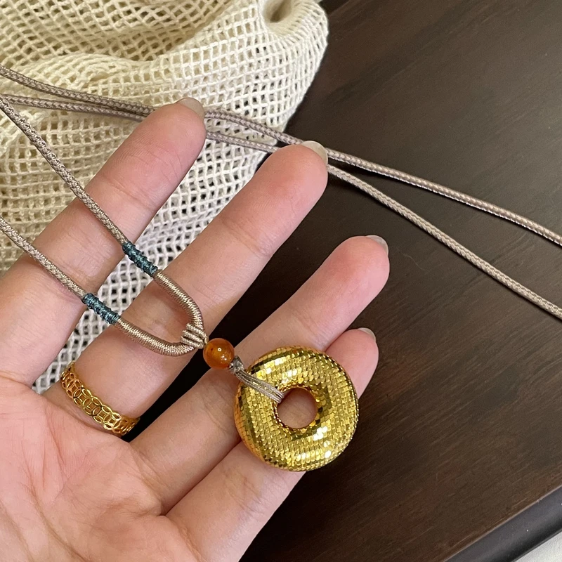 铜合金布艺项链 2039 超高版 不易褪色设计款平安扣超亮项链