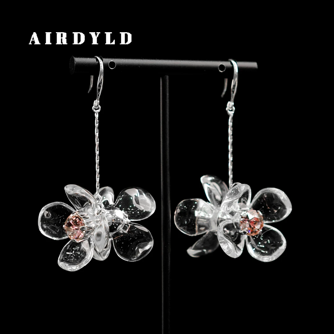 铜合金亚克力耳饰 【瓣游耳环】时尚灵动个性高级超仙小众长款耳环