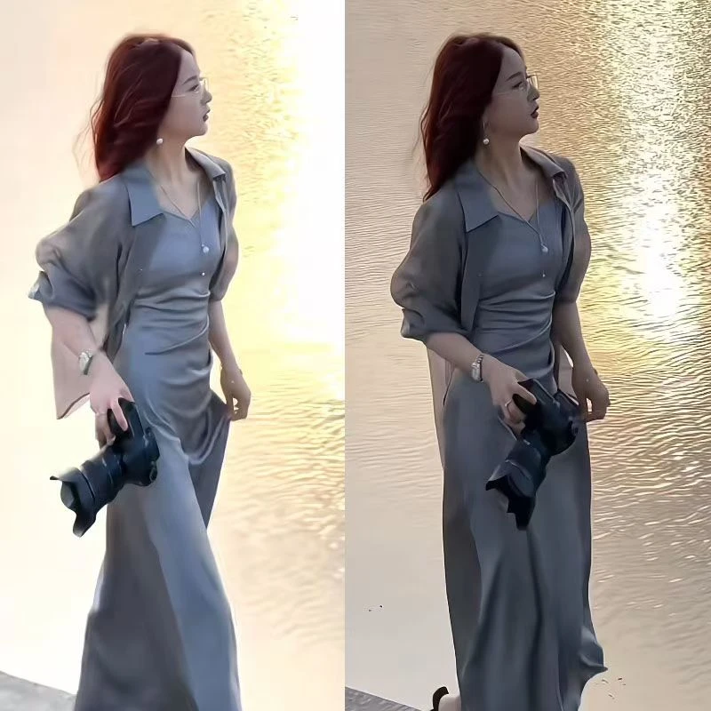 今年流行连衣裙女2025夏季新款薄款洋气防晒纯欲慵懒风女装