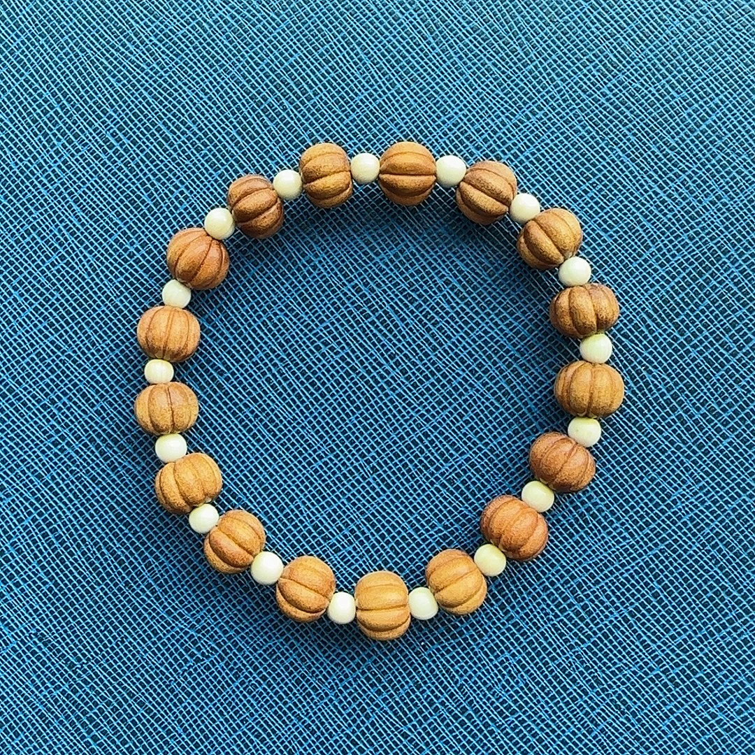 老山檀猛犸手工雕刻南瓜珠单圈