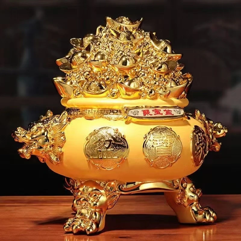 祥龙聚宝盆摆件家用客厅玄关电视柜装饰摆件