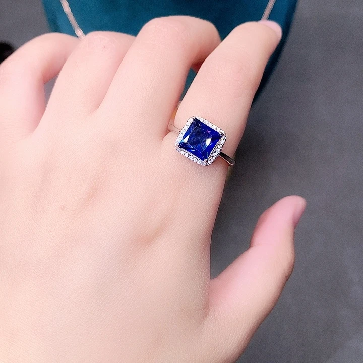 戒指蓝宝石银S925镶嵌