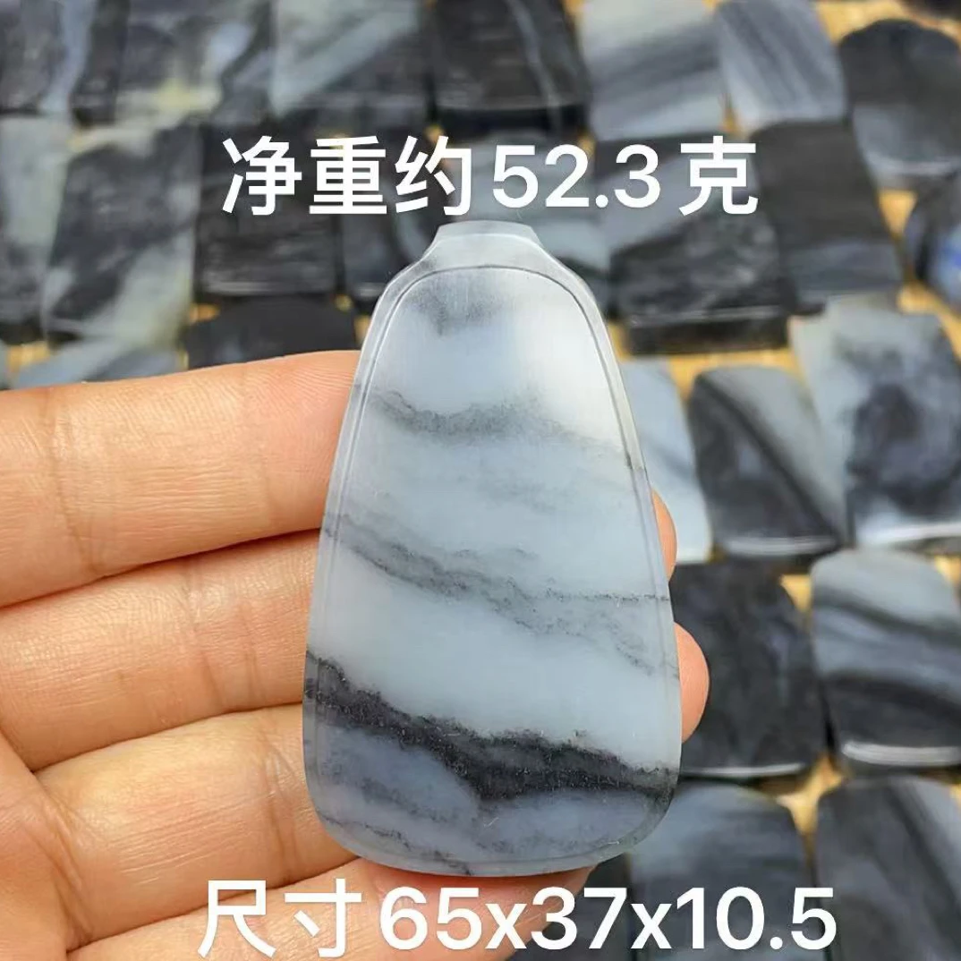 天然和田玉青花籽 料意境转运平安无事牌