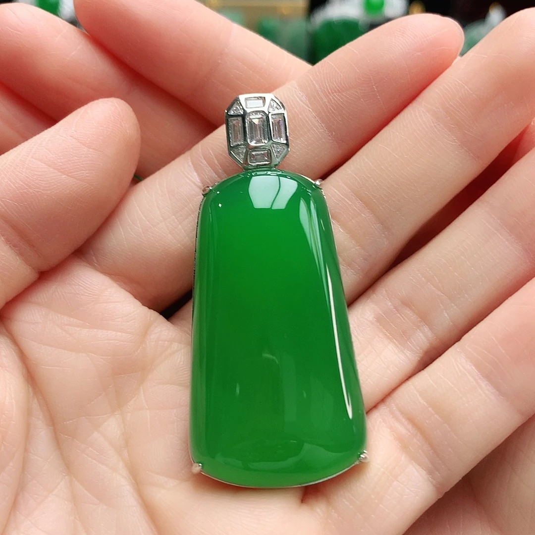 玛瑙/玉髓吊坠银S925镶嵌淡*.