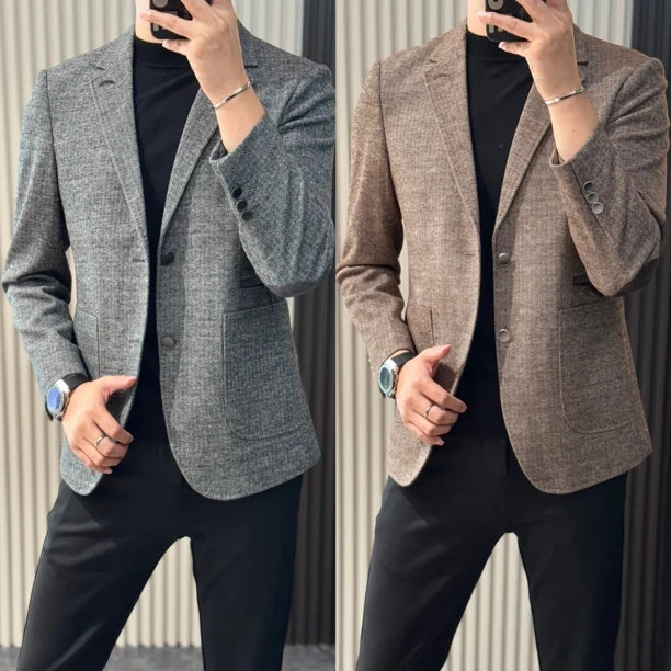 小雨男装｜8191秋冬新品磨毛绒感定制面料正肩商务休闲西装H