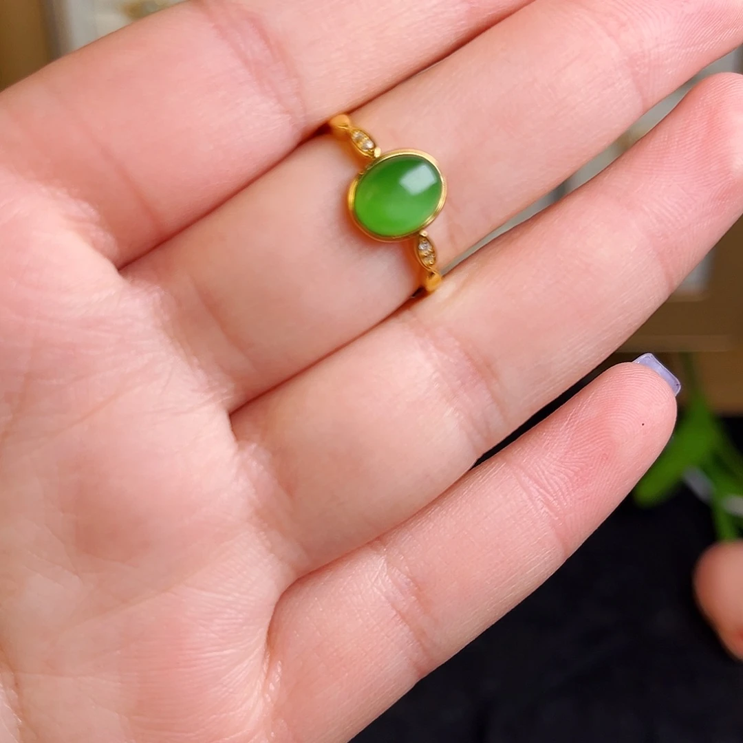 和田玉银S925镶嵌戒指?****]