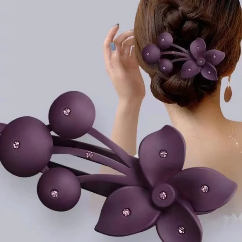 新款樱桃抓夹发夹女盘发后脑勺网红头饰水钻发卡子韩国大号鸭嘴夹