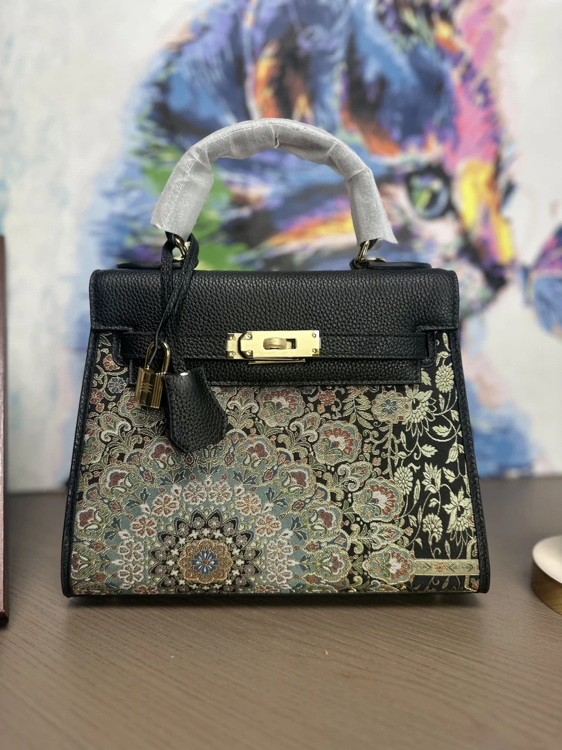 唐锦西阵织重工1800口织黑金大宝相手工包25凯莉