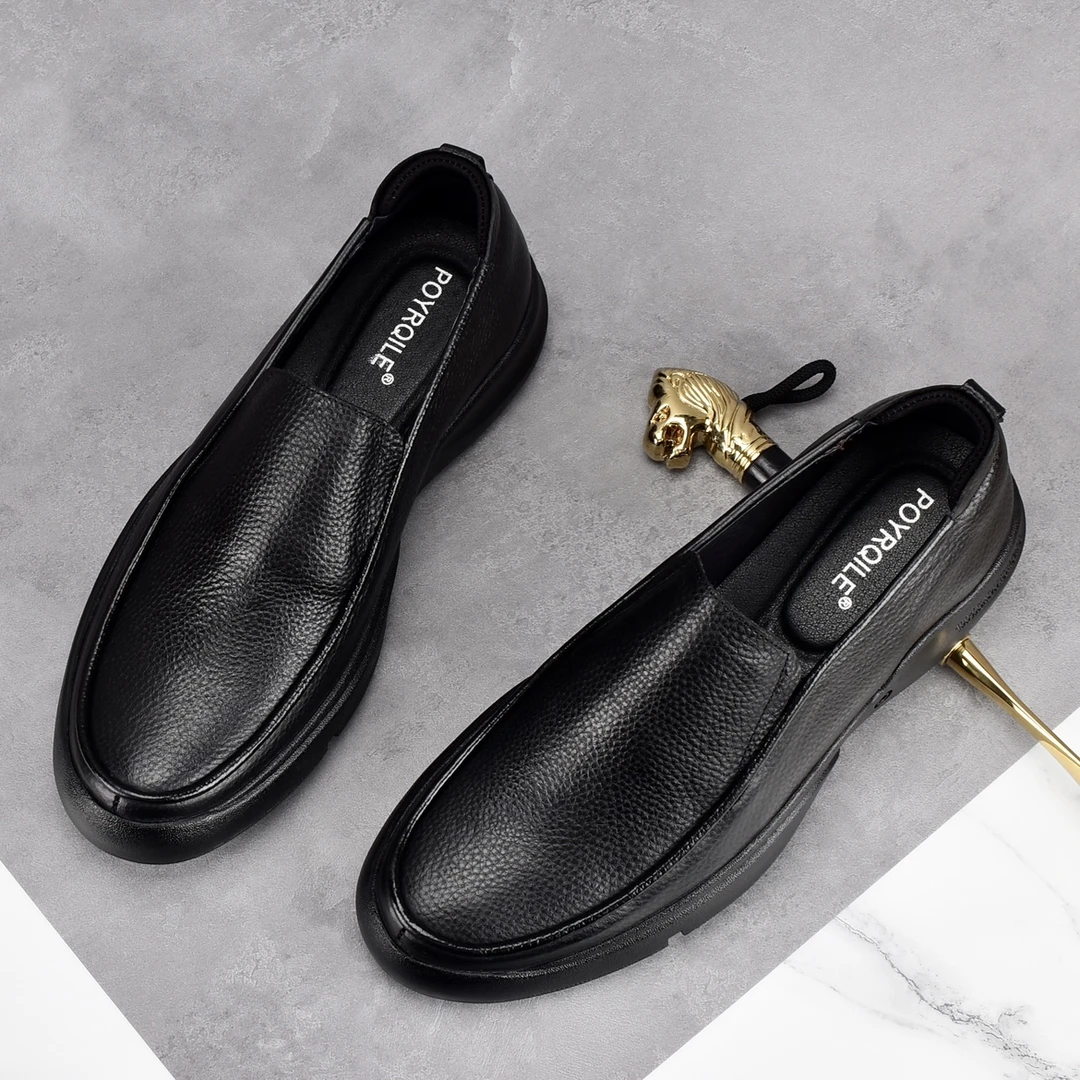 CATIA SELI男士皮鞋透气黑色商务男鞋头层牛皮休闲鞋软底鞋真皮