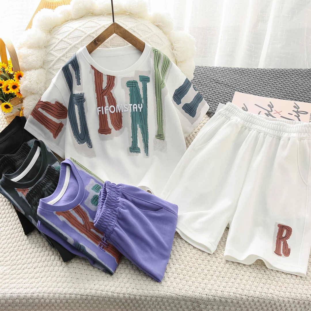 【海涛大叔】印花＋刺绣套装25夏季新款中大童休闲套装-FX25269  Y